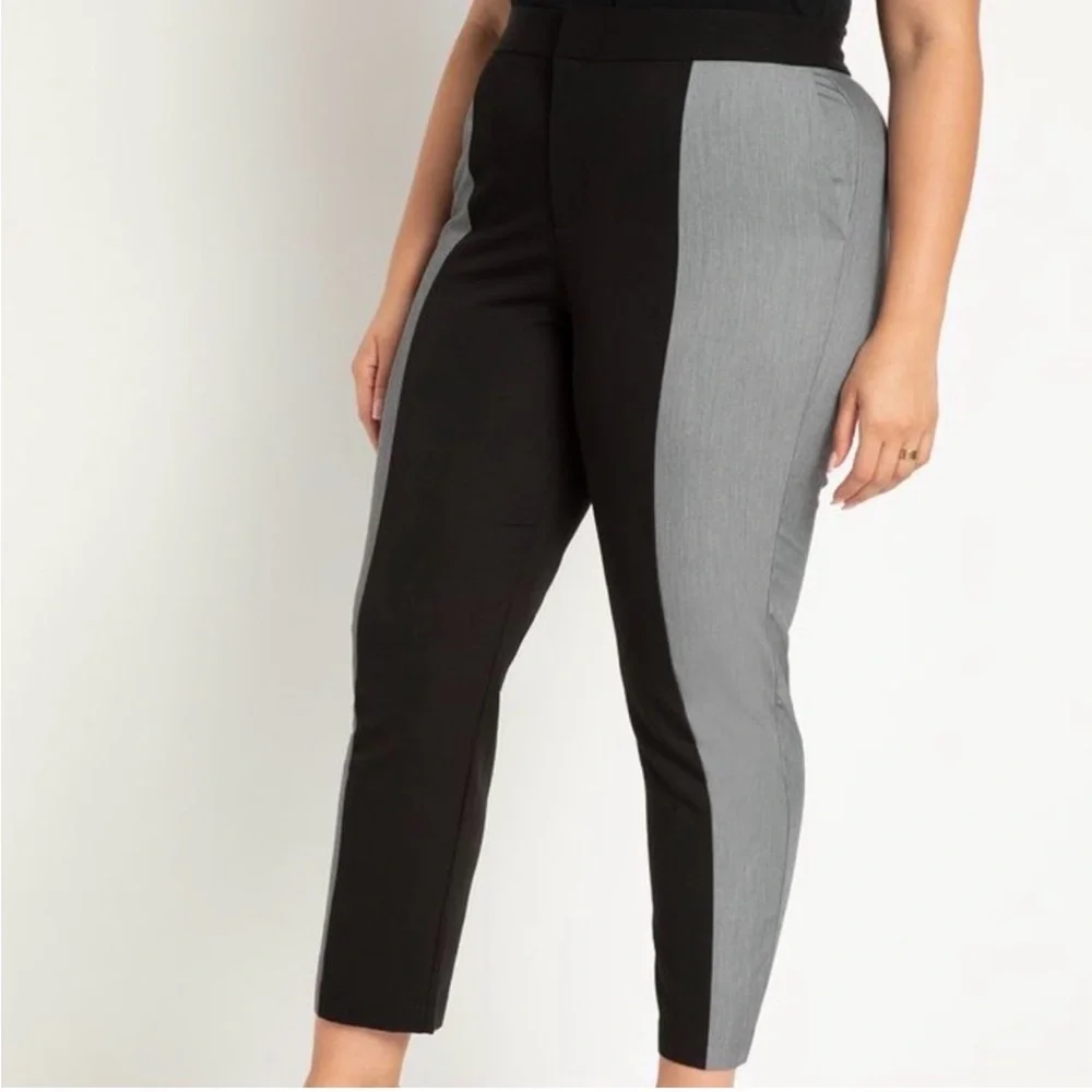 Eloquii Two Tone Colorblock Black Gray Ankle Pants Career Tapered Plus Size 22 - Picture 3 of 7